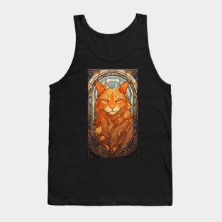 Golden Art Nouveau Cat Tank Top